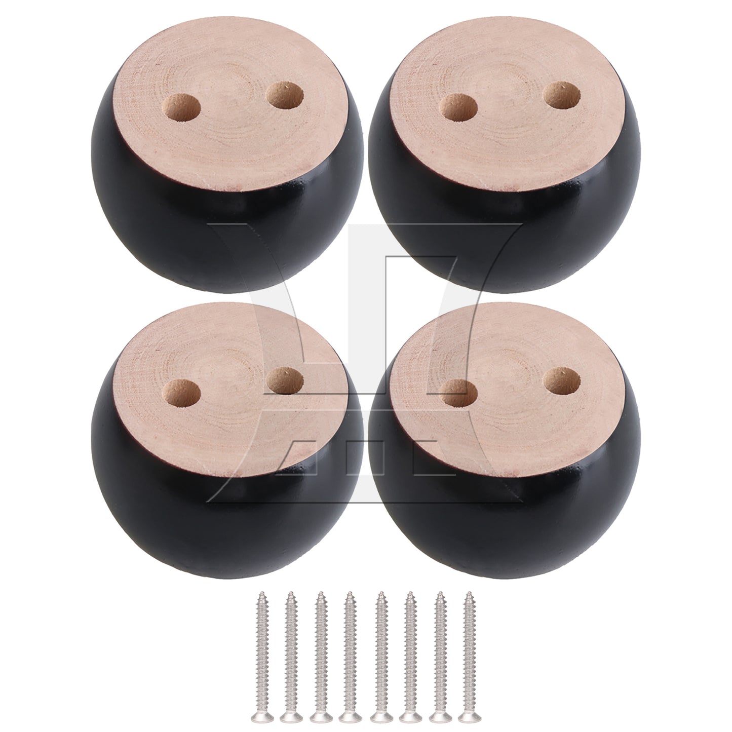 BQLZR Black Eucalyptus-Wood Furniture Feet 100kg Bearing Weight Lifter 67MM Dia