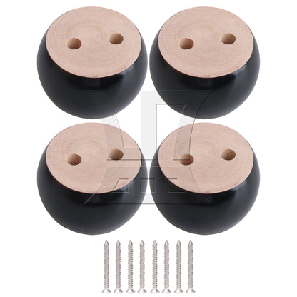BQLZR Black Eucalyptus-Wood Furniture Feet 100kg Bearing Weight Lifter 67MM Dia