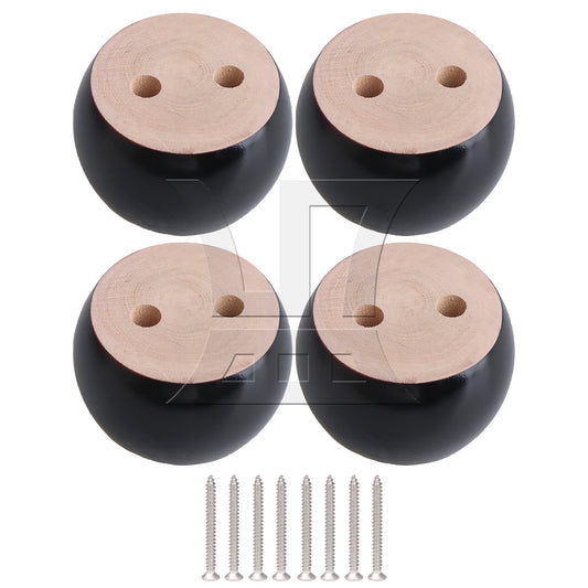 BQLZR Black Eucalyptus-Wood Furniture Feet 100kg Bearing Weight Lifter 67MM Dia