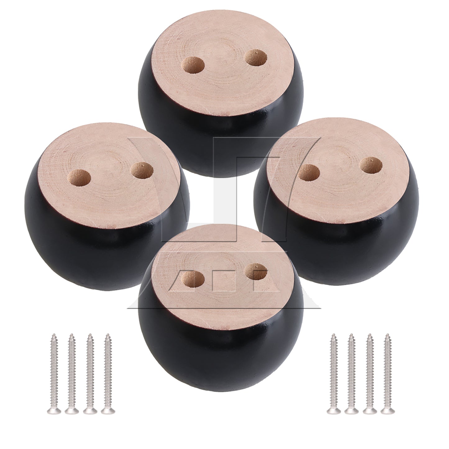 BQLZR Black Eucalyptus-Wood Furniture Feet 100kg Bearing Weight Lifter 67MM Dia