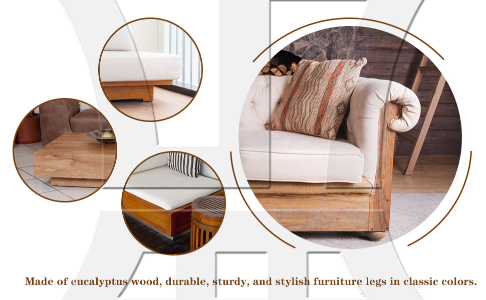 BQLZR Brown Eucalyptus-Wood Furniture Feet 100kg Bearing Weight 6x3cm