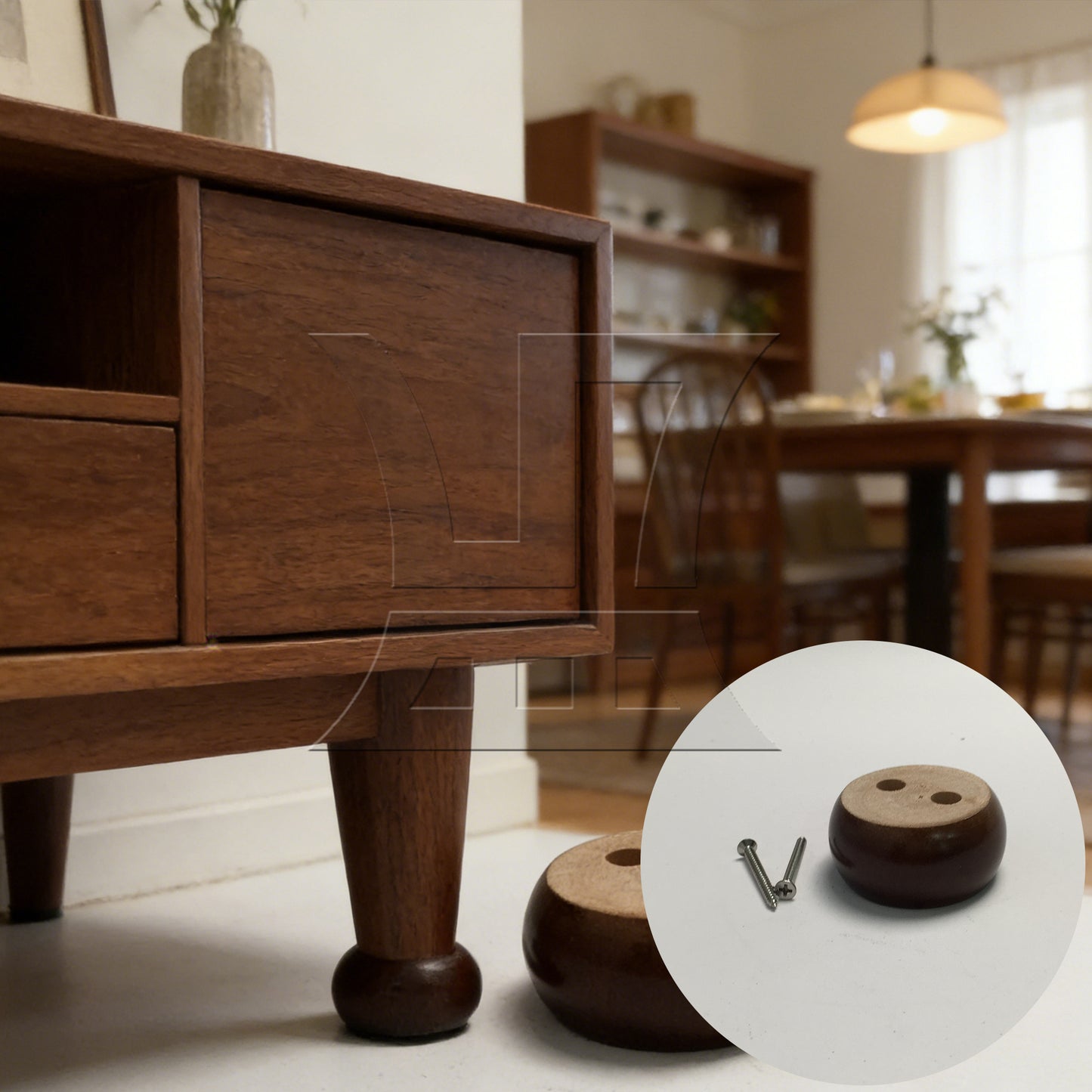 BQLZR Brown Eucalyptus-Wood Furniture Feet 100kg Bearing Weight 6x3cm