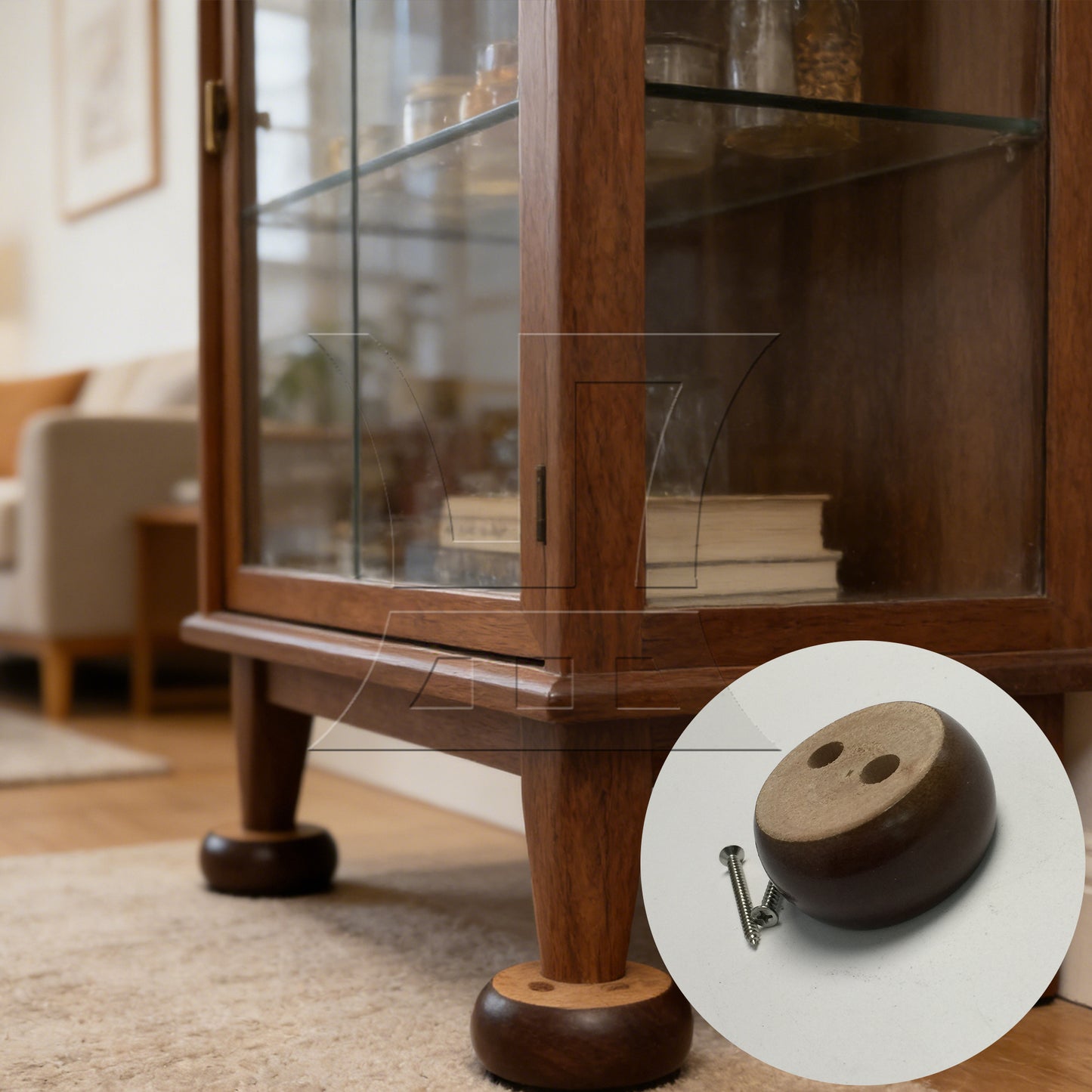 BQLZR Brown Eucalyptus-Wood Furniture Feet 100kg Bearing Weight 6x3cm