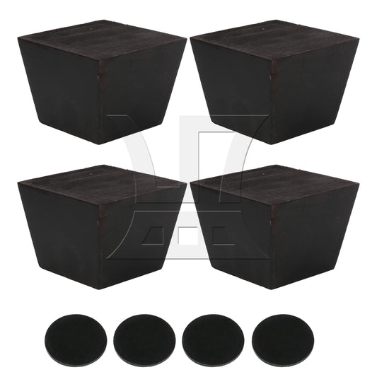 BQLZR Trapezoidal Pine Wood Furniture Leg with Mount Part 2.99x2.99x2.28" Black