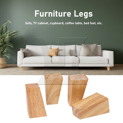 BQLZR 4Pieces Trapezoidal Wooden Furniture Leg 3.94" Wood Color with Mounting Part