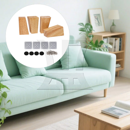 BQLZR 4Pieces Trapezoidal Wooden Furniture Leg 3.94" Wood Color with Mounting Part