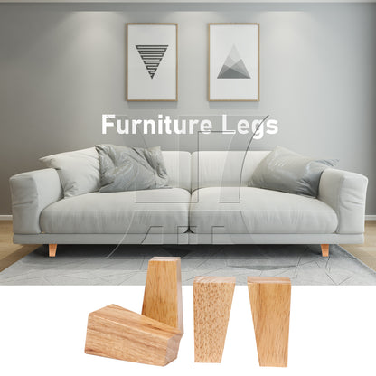 BQLZR Solid Wood Trapezoidal Furniture Leg & Mount Plate & Screw & Pad 4.72"