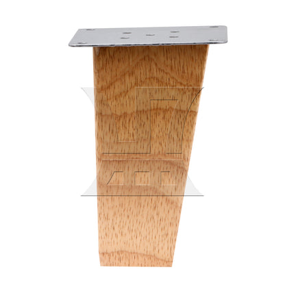 BQLZR Solid Wood Trapezoidal Furniture Leg & Mount Plate & Screw & Pad 4.72"