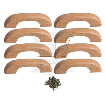 BQLZR 8 Pieces Beech Wood Bridge Shape Cabinet Pull Handles 64mm Screw Hole Distance