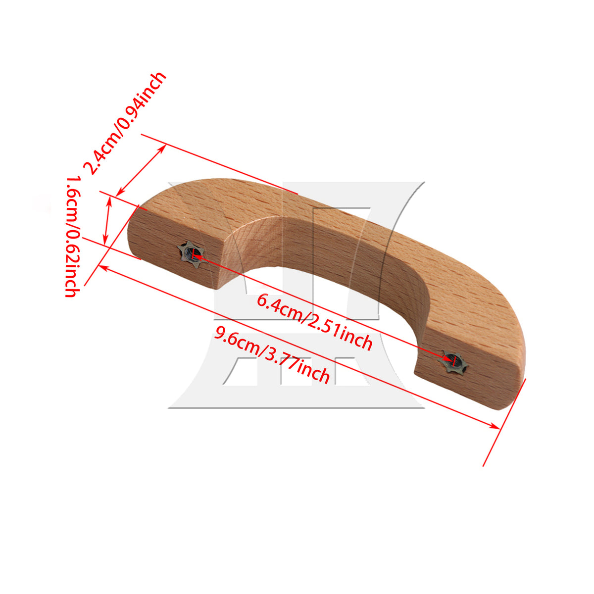 BQLZR 8 Pieces Beech Wood Bridge Shape Cabinet Pull Handles 64mm Screw Hole Distance