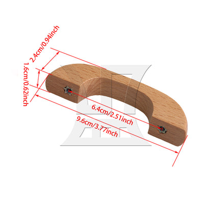 BQLZR 8 Pieces Beech Wood Bridge Shape Cabinet Pull Handles 64mm Screw Hole Distance