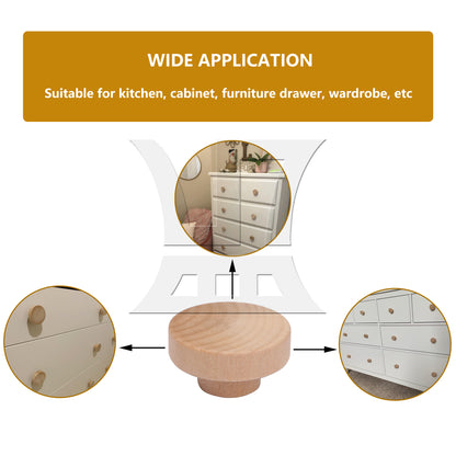BQLZR 50x25mm Wood Color Wood Pull Knobs for Drawer and Cabinet
