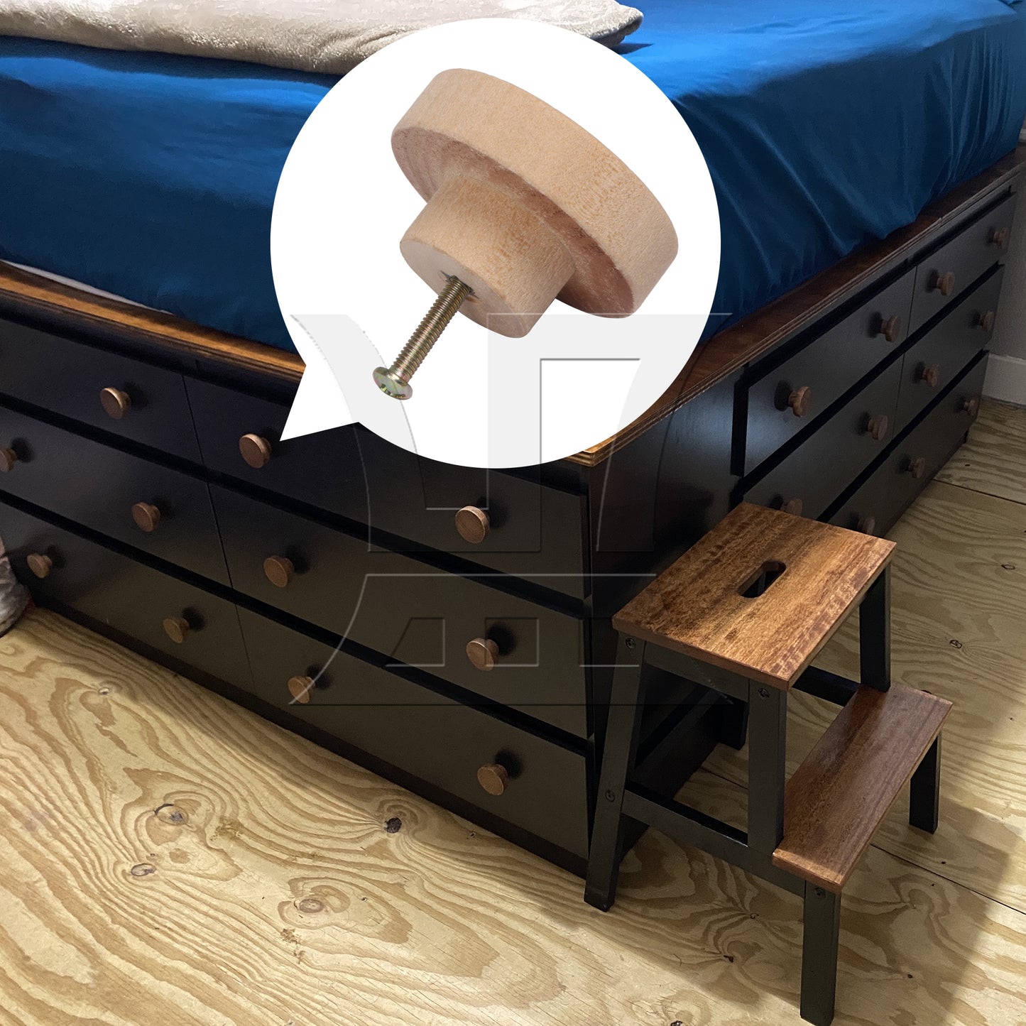 BQLZR 50x25mm Wood Color Wood Pull Knobs for Drawer and Cabinet