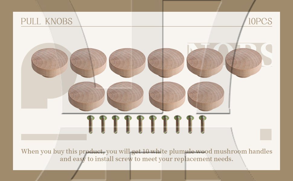 BQLZR 50x25mm Wood Color Wood Pull Knobs for Drawer and Cabinet