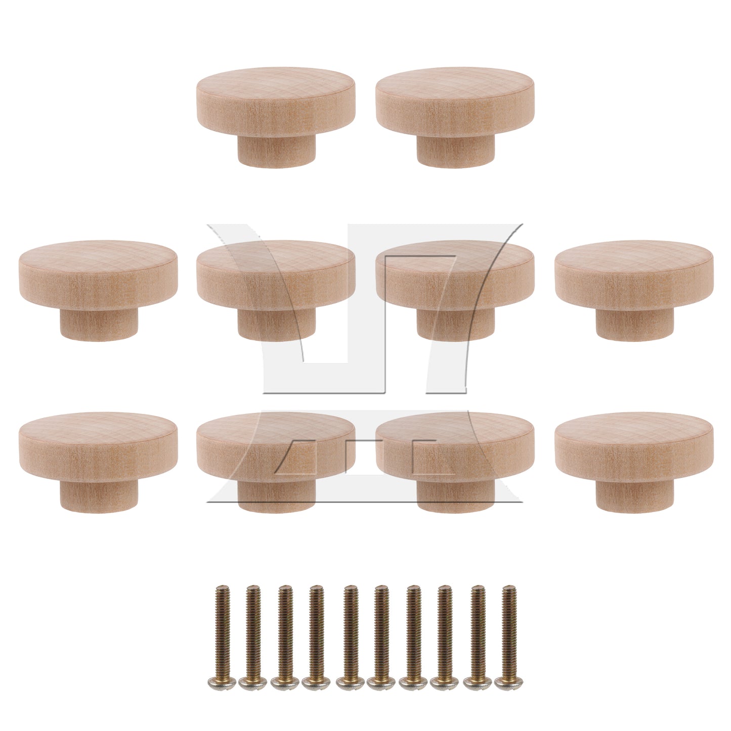 BQLZR 50x25mm Wood Color Wood Pull Knobs for Drawer and Cabinet