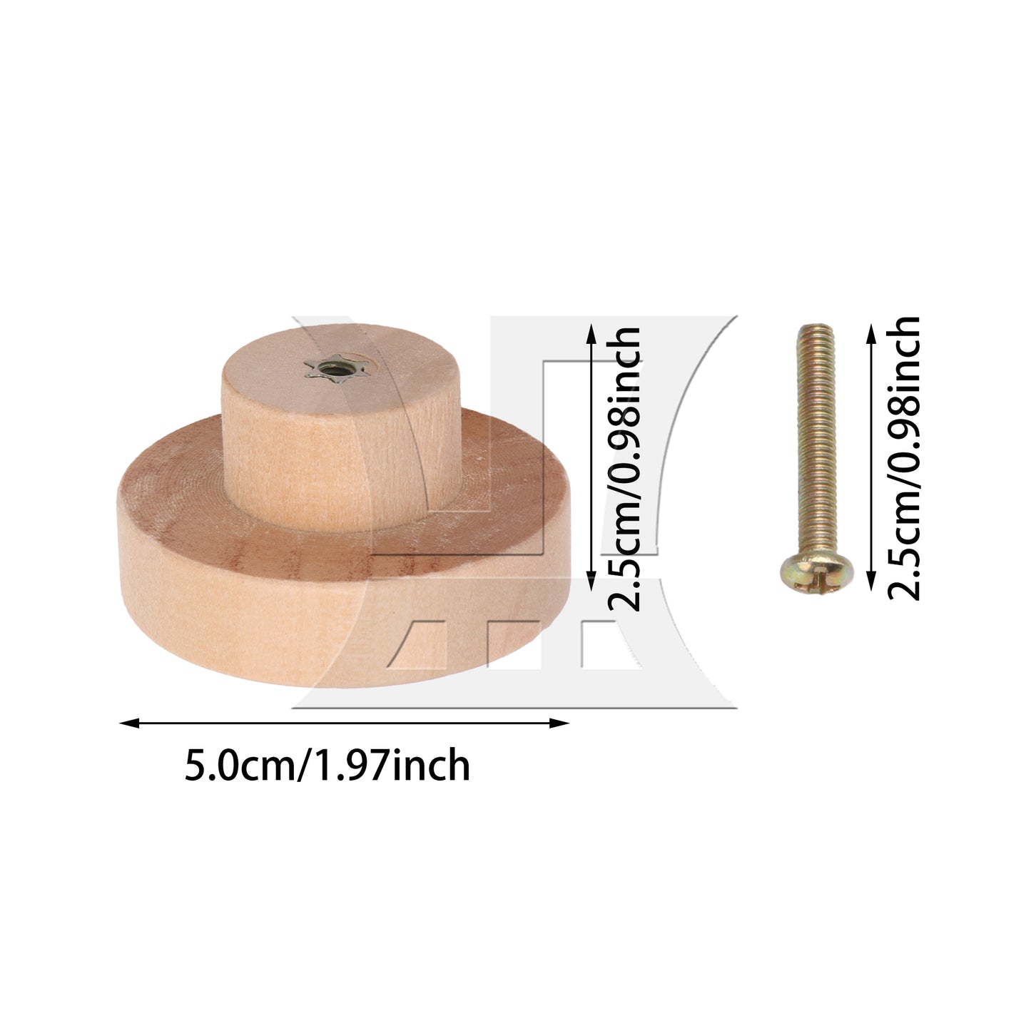BQLZR 50x25mm Wood Color Wood Pull Knobs for Drawer and Cabinet