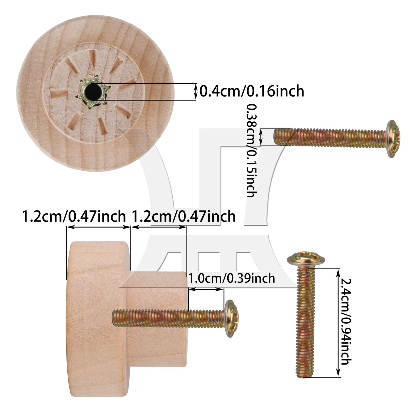 BQLZR Wood Color Wood Pull Knobs 35x25mm for Drawer and Cabinet