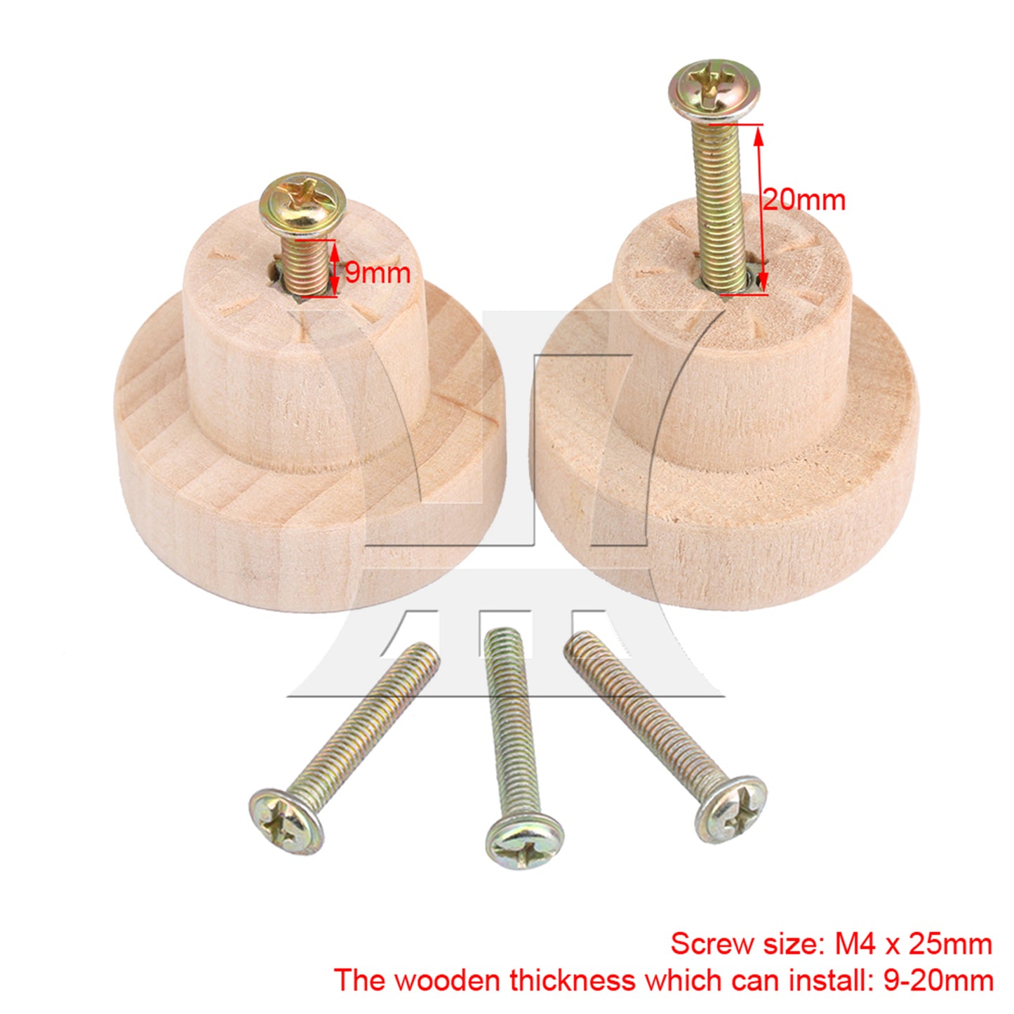 BQLZR Wood Color Wood Pull Knobs 35x25mm for Drawer and Cabinet