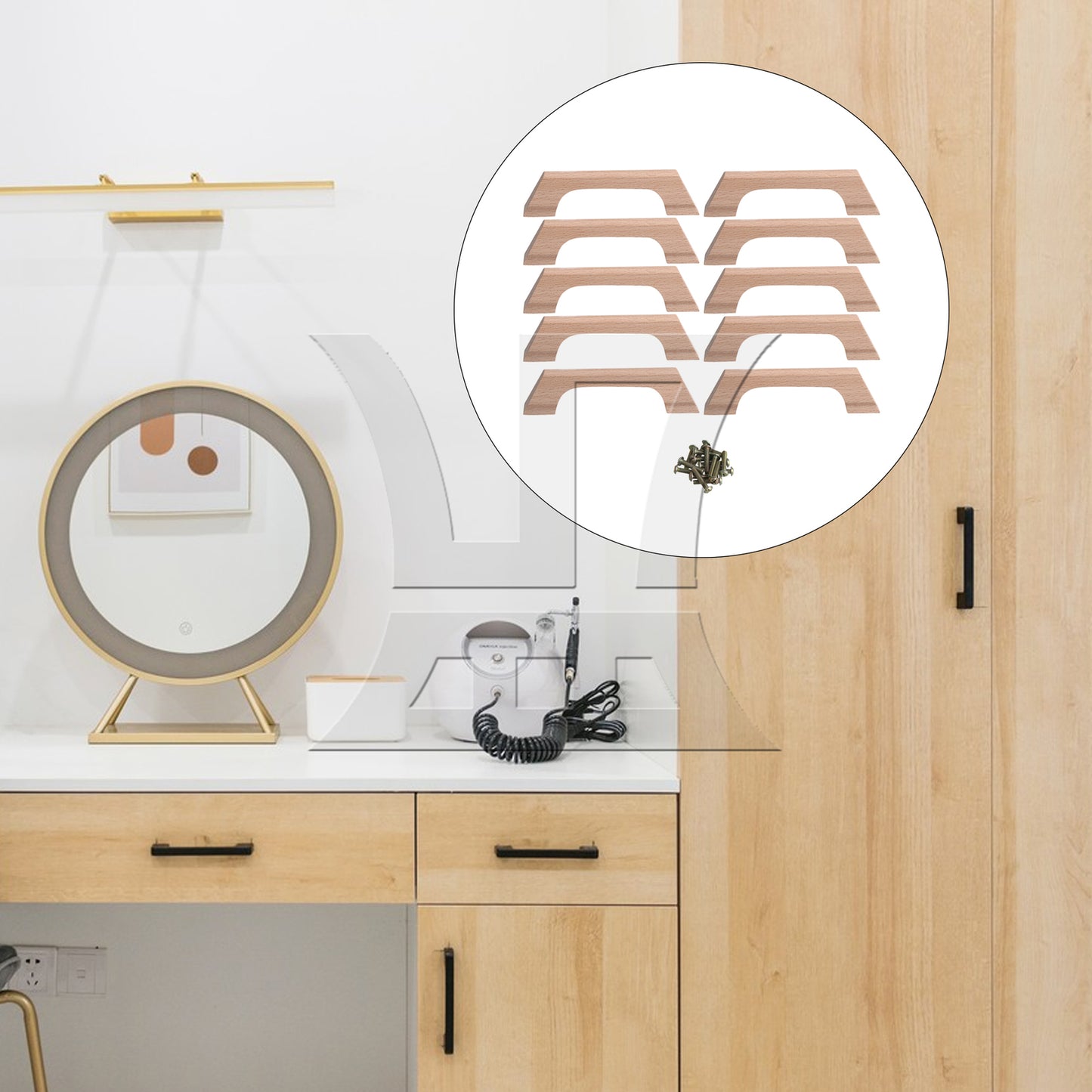 BQLZR Beech-Wood Drawer Pulls with Screw Hole Distance 96mm for Cabinet