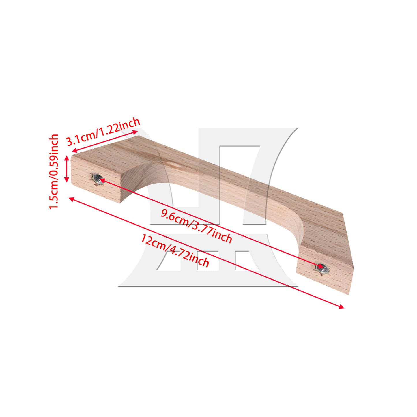 BQLZR Beech-Wood Drawer Pulls with Screw Hole Distance 96mm for Cabinet