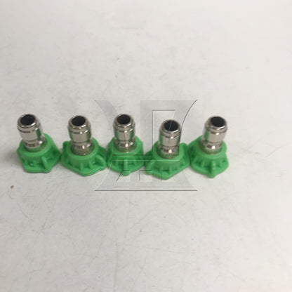 BQLZR Green High Pressure Spray Nozzles Tips 5 Apertures 25 Degree 1/4" Hole Dia
