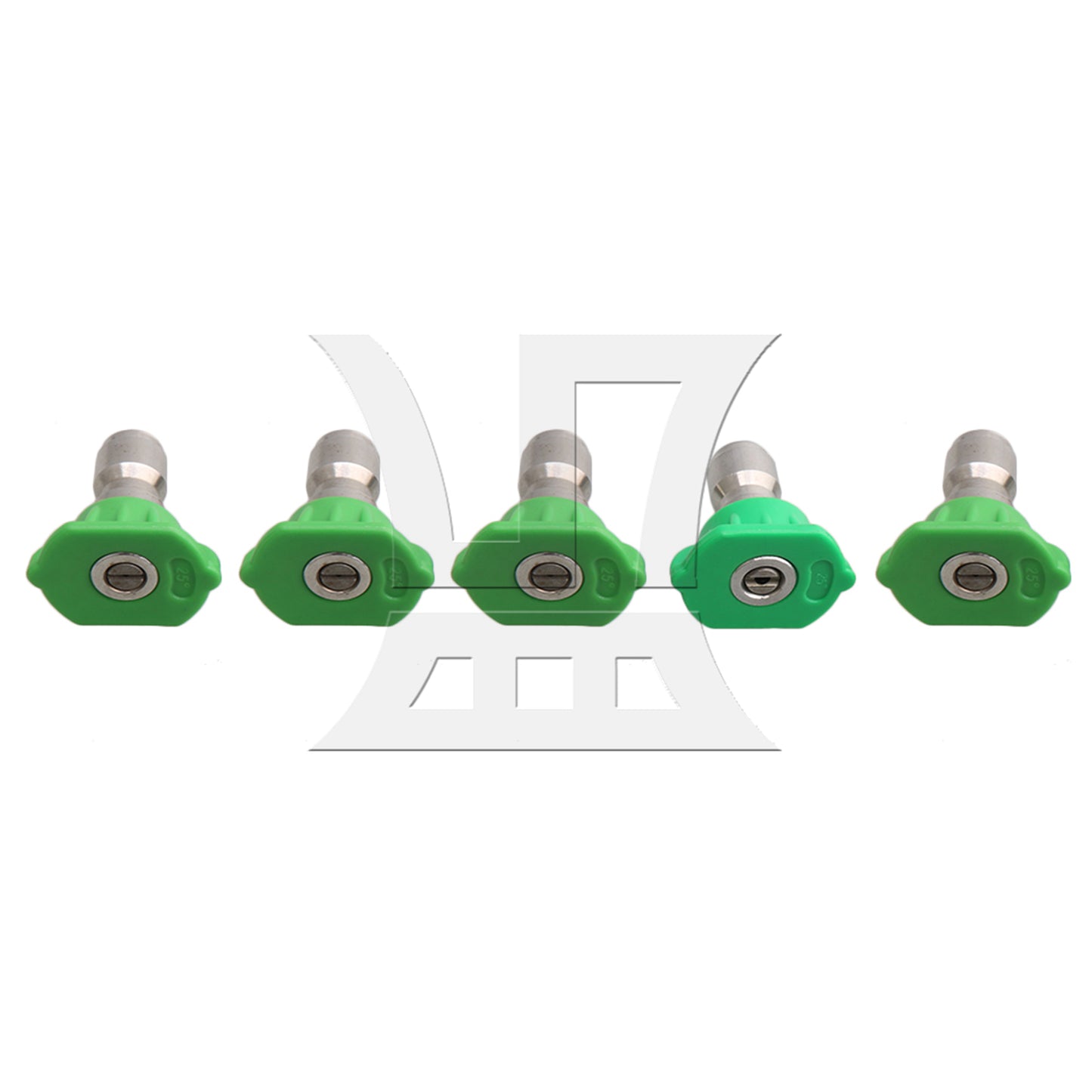 BQLZR Green High Pressure Spray Nozzles Tips 5 Apertures 25 Degree 1/4" Hole Dia