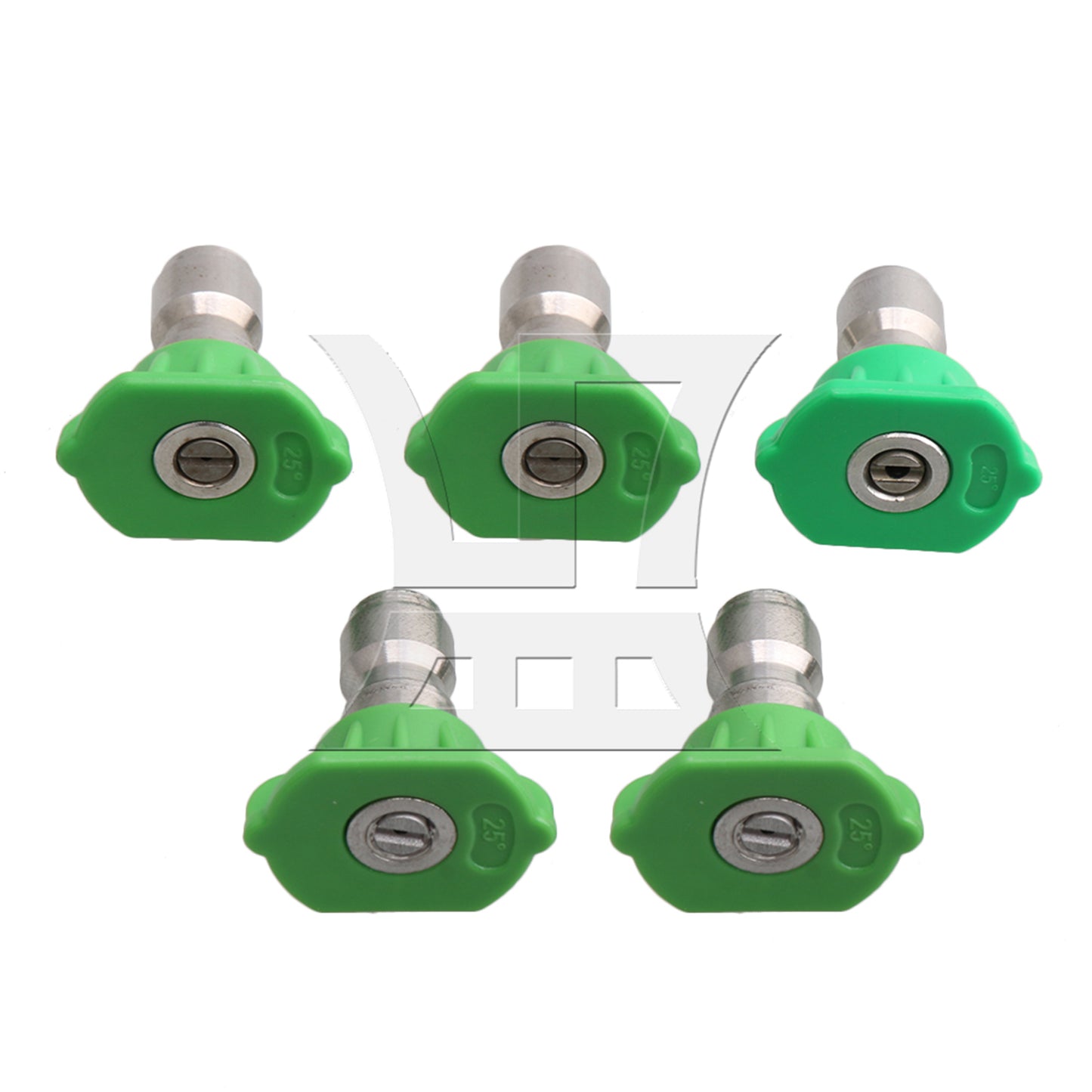 BQLZR Green High Pressure Spray Nozzles Tips 5 Apertures 25 Degree 1/4" Hole Dia