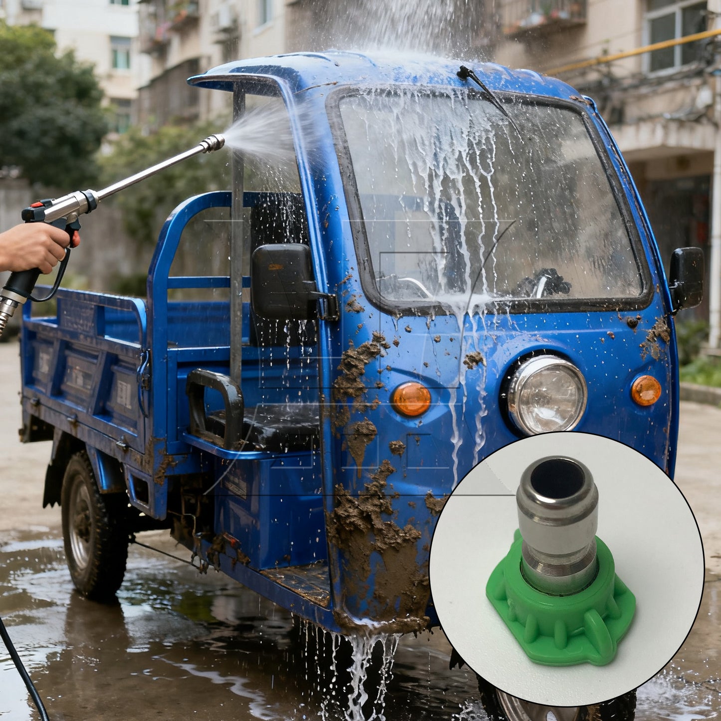 BQLZR Green High Pressure Spray Nozzles Tips 5 Apertures 25 Degree 1/4" Hole Dia