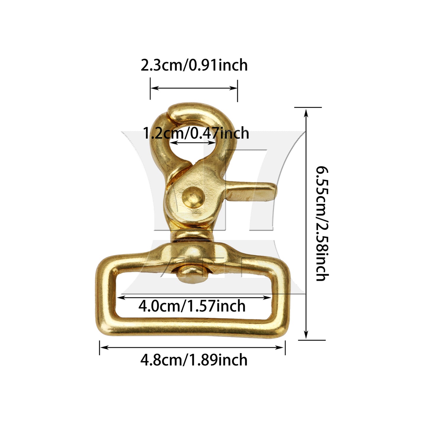 BQLZR 6.1x1x4.8cm Brass Square Swivel Trigger Snap Hook Clip Hand Bag Leather Buckle
