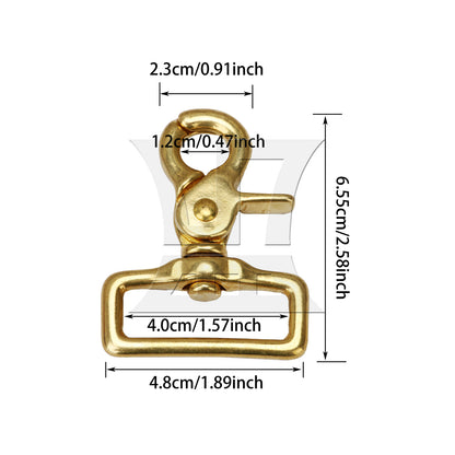 BQLZR 6.1x1x4.8cm Brass Square Swivel Trigger Snap Hook Clip Hand Bag Leather Buckle