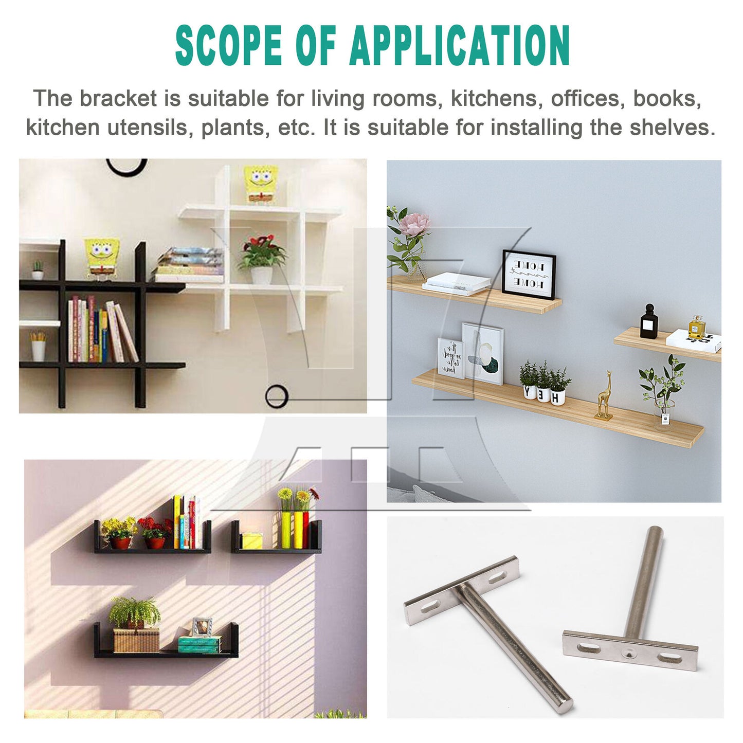 BQLZR 4 x Floating Shelf Brackets 4" Invisible Bracket Shelf Support for Home DIY