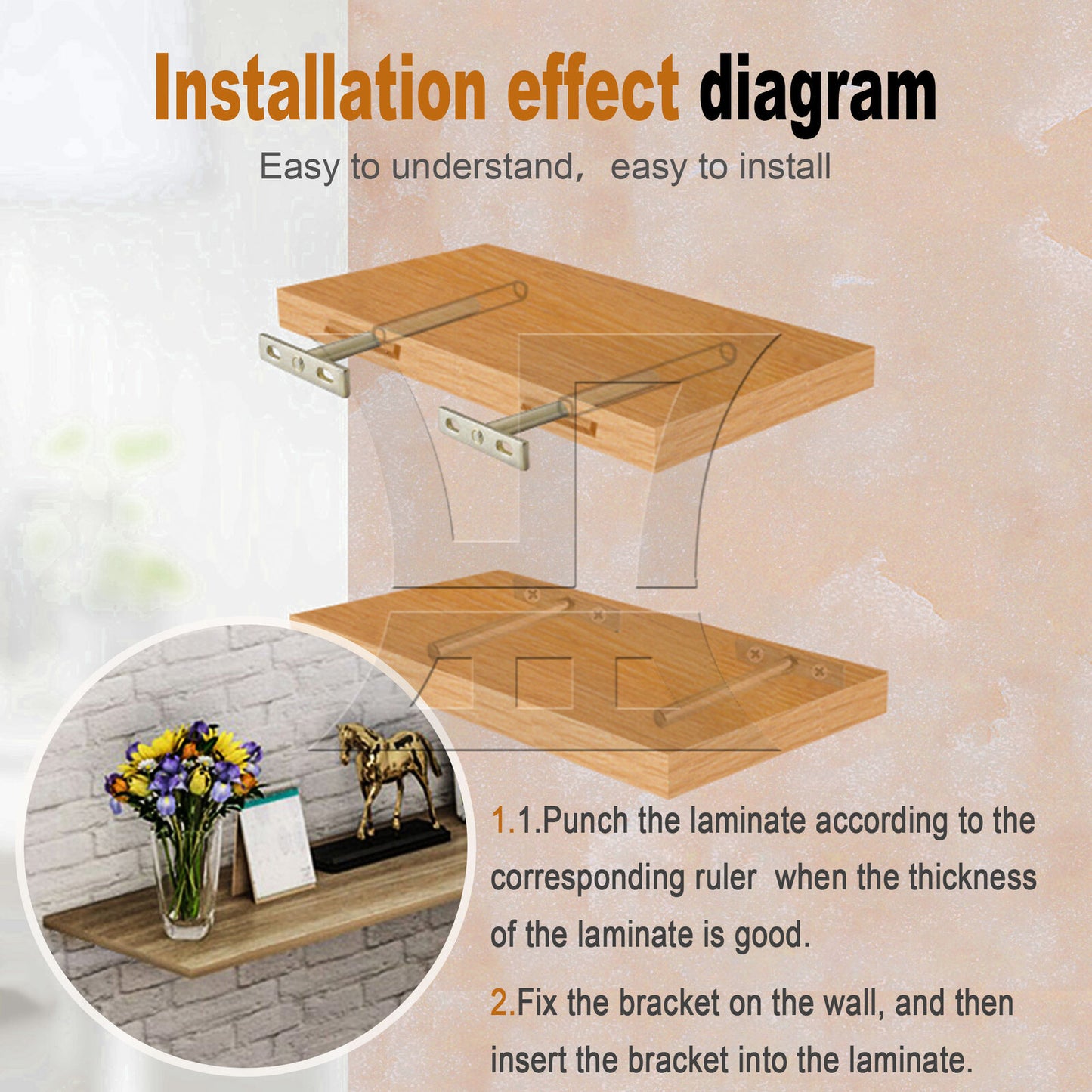 BQLZR 4 x Floating Shelf Brackets 4" Invisible Bracket Shelf Support for Home DIY