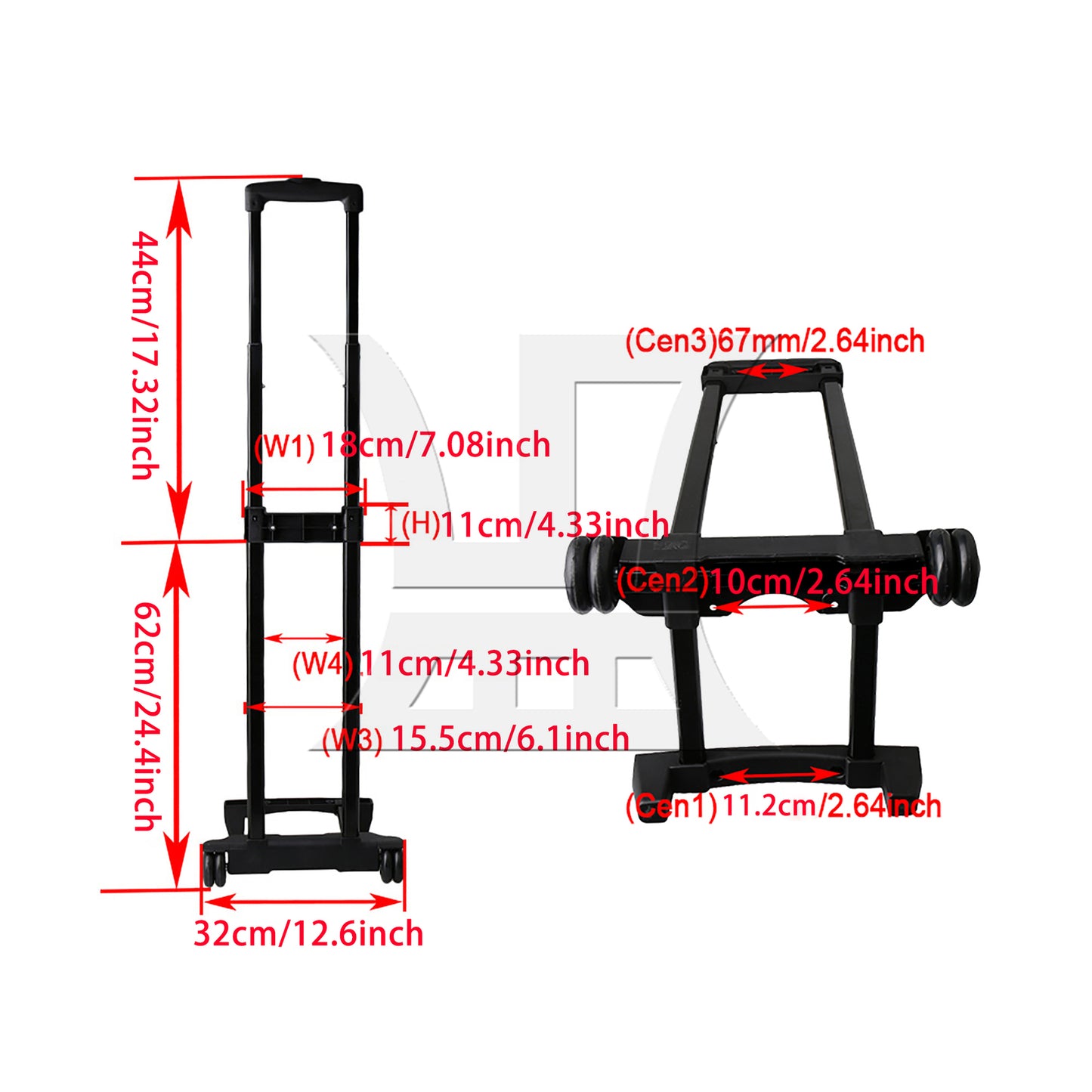 BQLZR 20 inch Plastic Luggage Trolley Telescopic Handle Alloy Pull Drag Rod R018