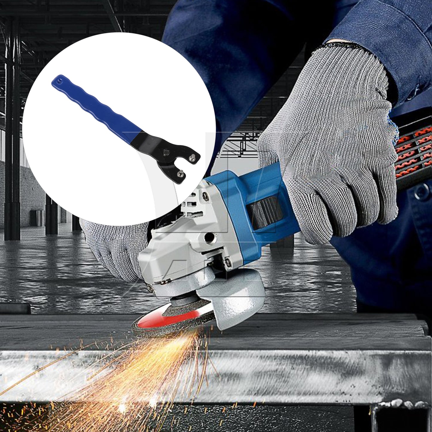 BQLZR 190mm Steel SEWA20 Grinder Wrench Pin Spanner Wrench Angle Grinder Hub