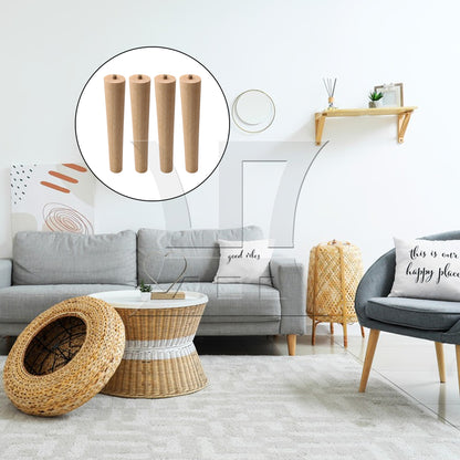 BQLZR 200mm Height Wood Furniture Feet M8 Thread Sofa Bed Legs Replacement