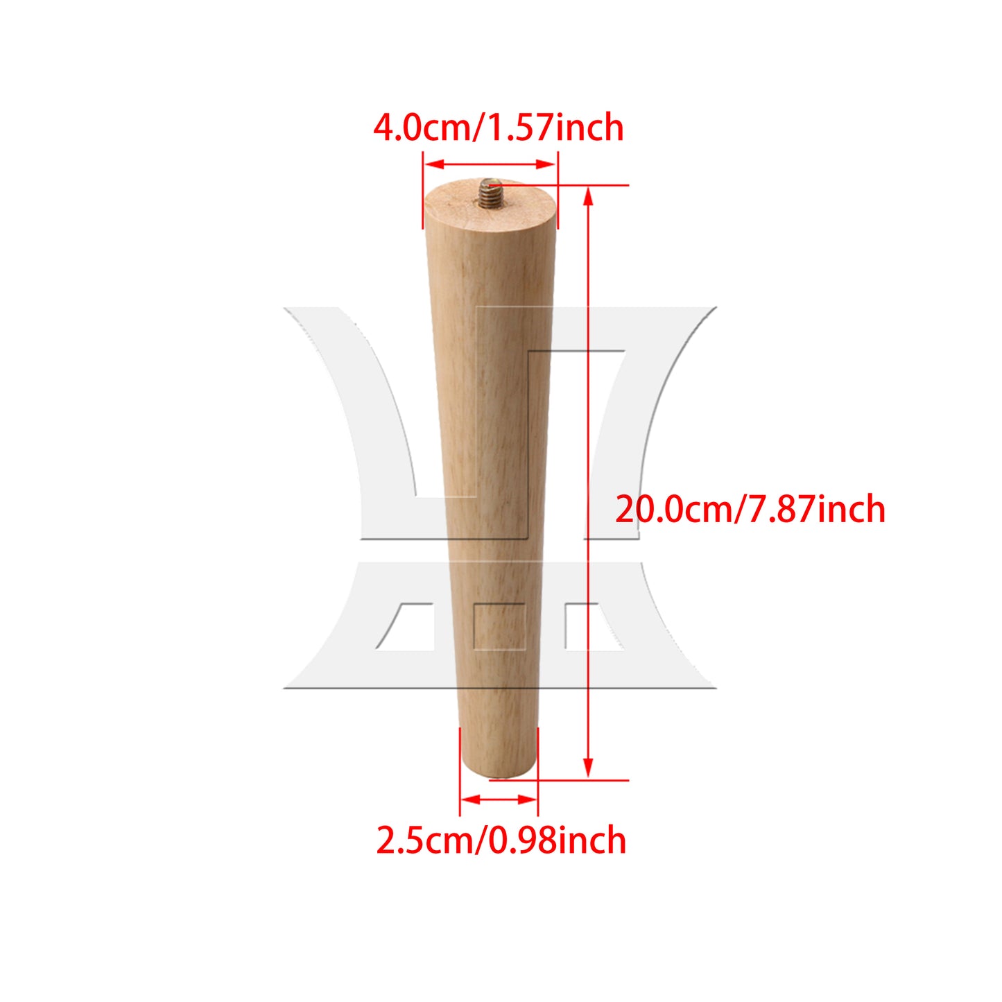 BQLZR 200mm Height Wood Furniture Feet M8 Thread Sofa Bed Legs Replacement