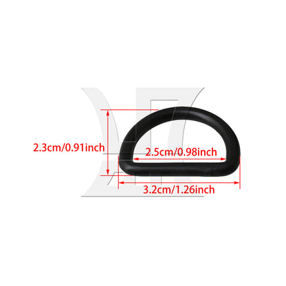 BQLZR 20x D Ring Adjustable Black Plastic Buckle for Bag Webbing 25mm Inner Diameter