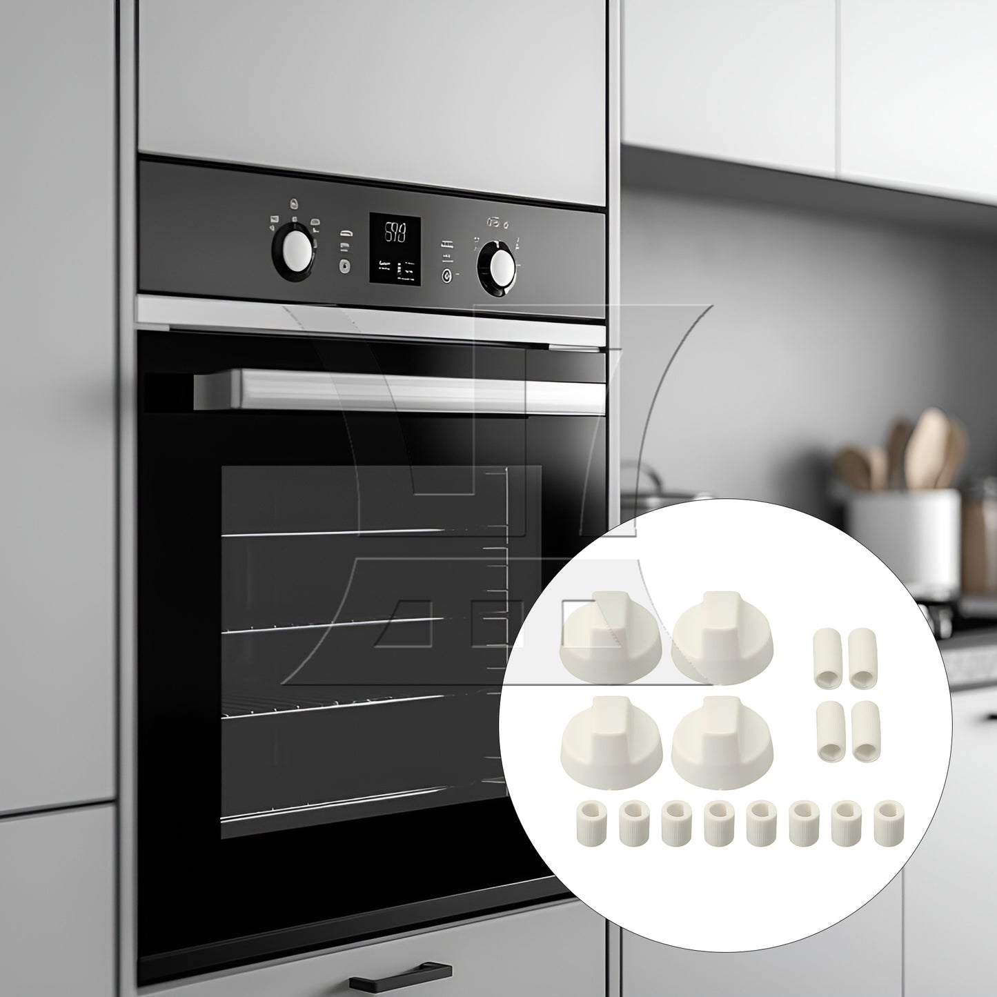 BQLZR White Plastic Round Control Knobs for Oven w/ 12 Adapters