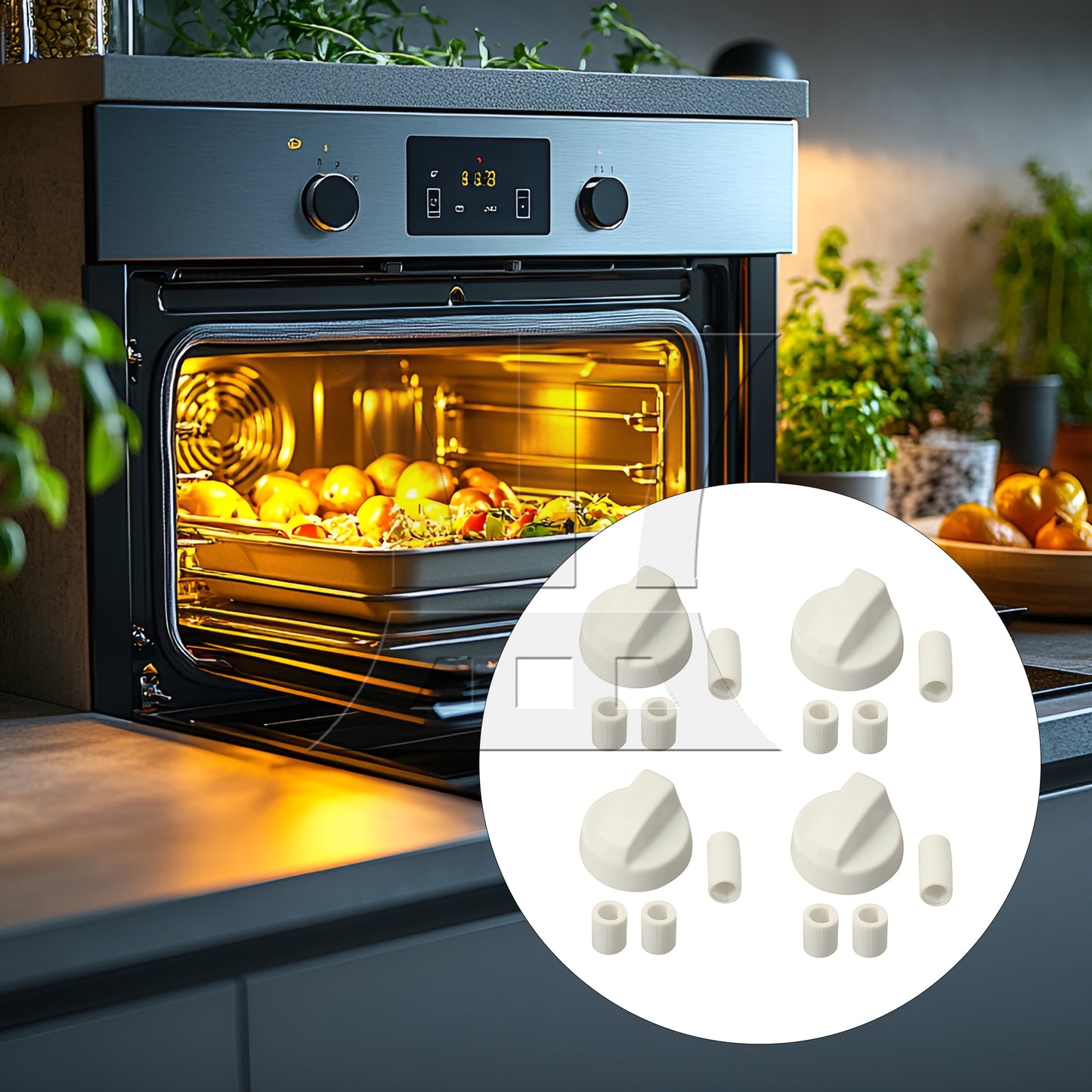 BQLZR White Plastic Round Control Knobs for Oven w/ 12 Adapters