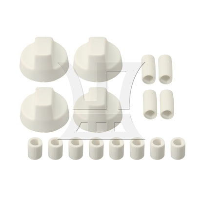 BQLZR White Plastic Round Control Knobs for Oven w/ 12 Adapters