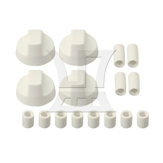 BQLZR White Plastic Round Control Knobs for Oven w/ 12 Adapters