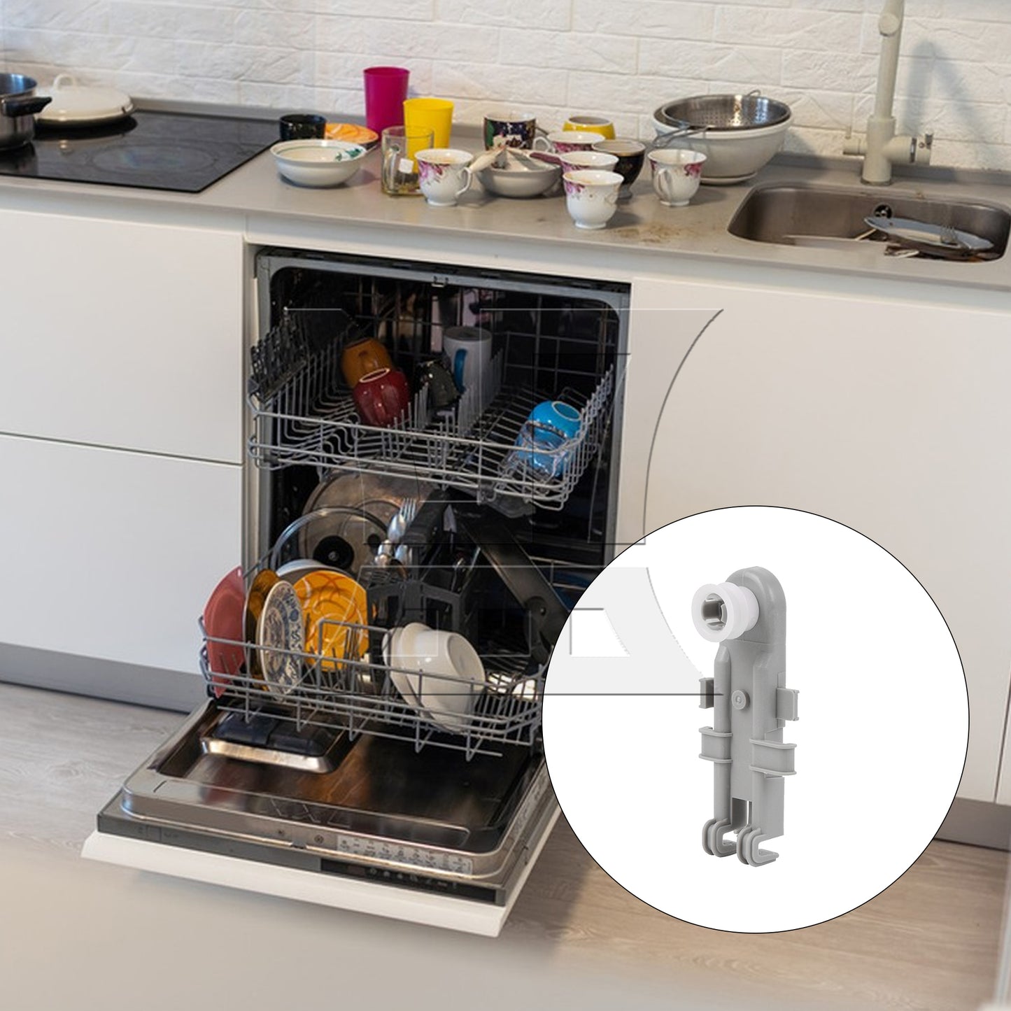 BQLZR 11.7cm Length Upper Dishwasher Rack Wheel 8268743 Fit for 8268743 GU2200XTSB1