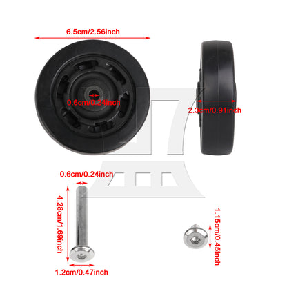 BQLZR 65x23mm Suitcase Wheels Replacement Wheels with Assembly Accessory Kit