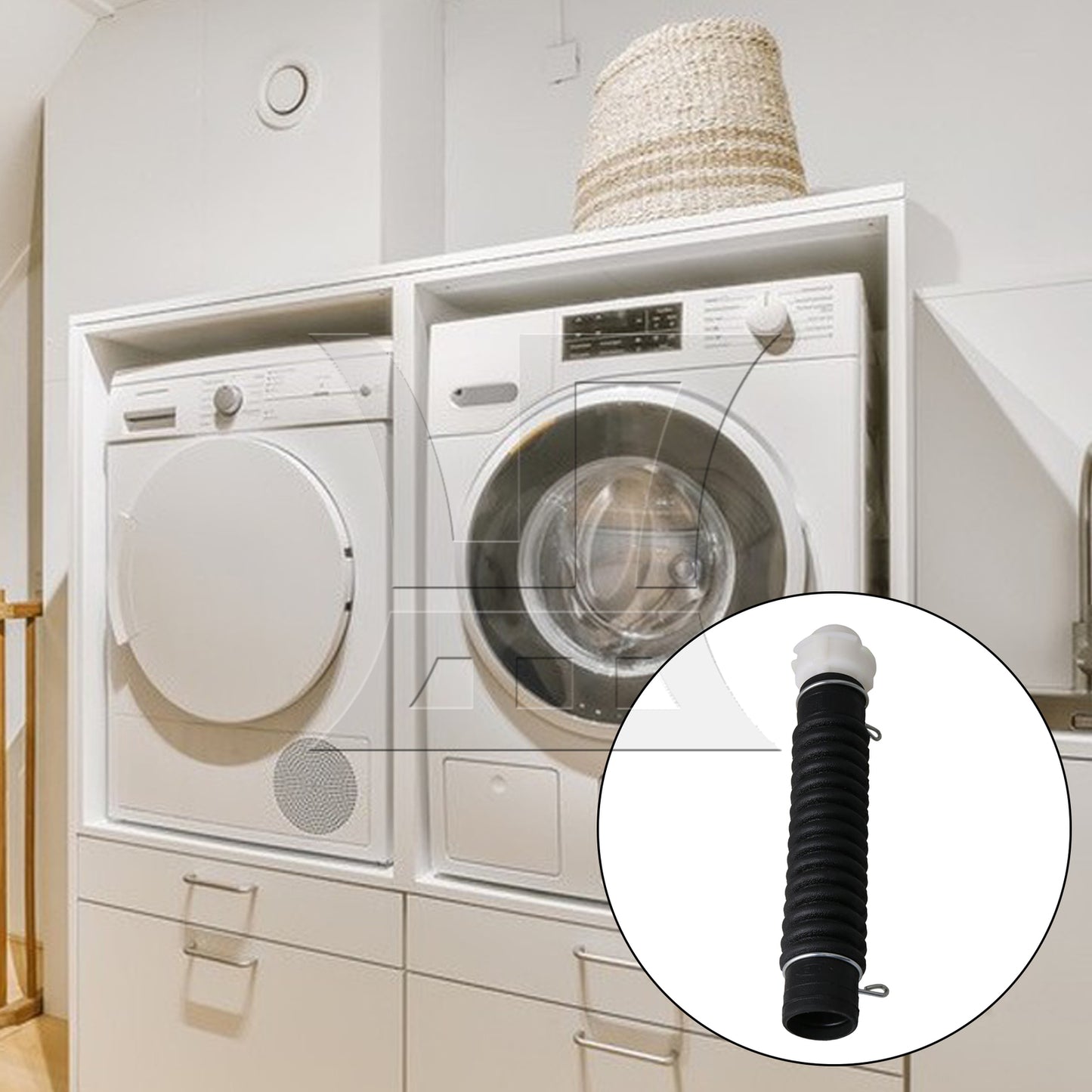 BQLZR 25.5cm Black Plastic Flexible Drain Connector Washing Machine Inlet Pipe