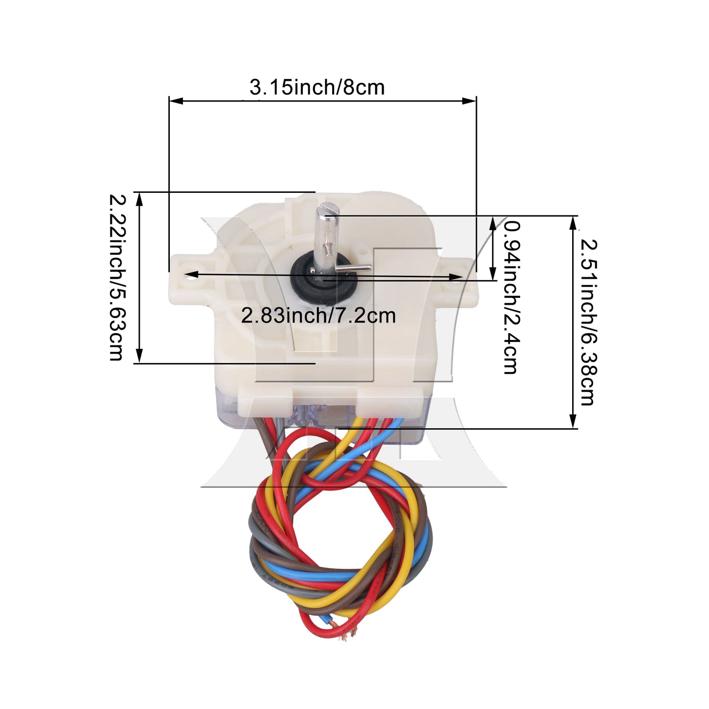 BQLZR 5 Wire Square Electric Washing Machine Timer Distance between Two Holes 7.2cm