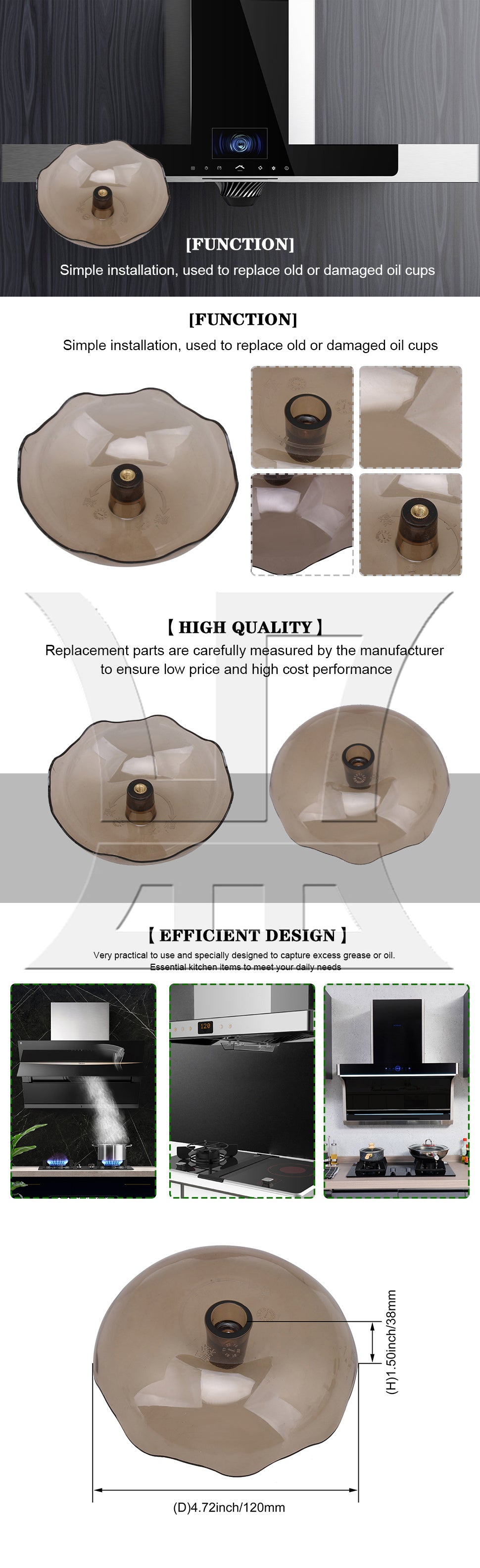 BQLZR Hoods Accessories 5mm Thread Oil Catcher Collection Bowl Cup Coffee Clear