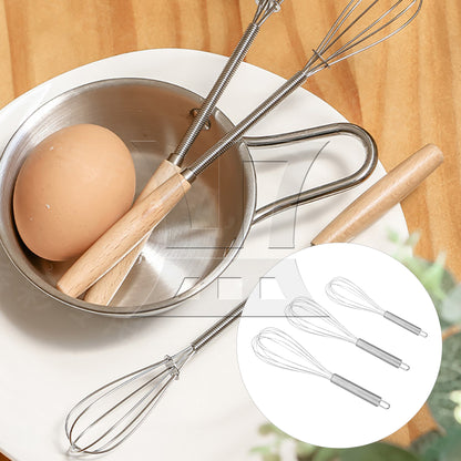 BQLZR 3Pcs Steel Beat Mix Wire Whisk 8/10/12Inch set for Manual Home Cakes Baking