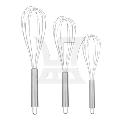 BQLZR 3Pcs Steel Beat Mix Wire Whisk 8/10/12Inch set for Manual Home Cakes Baking