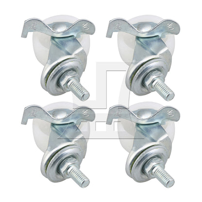 BQLZR 4x Mini Swivel Nylon Casters Heavy Duty Wheel with Brake and M8 Bolt