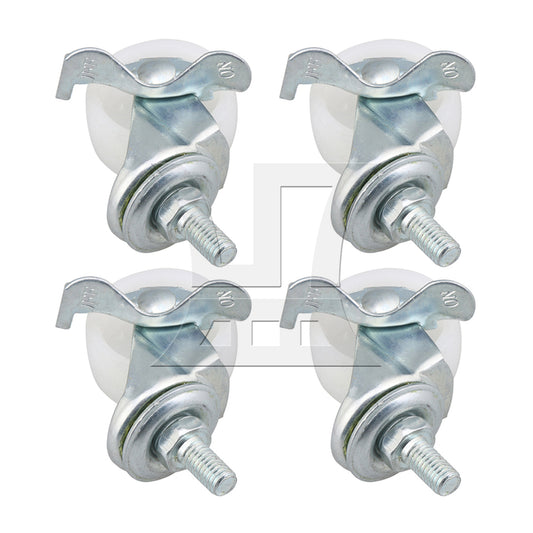 BQLZR 4x Mini Swivel Nylon Casters Heavy Duty Wheel with Brake and M8 Bolt